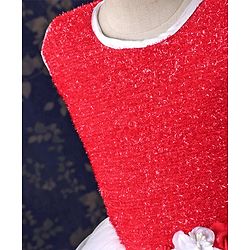 Babyhug Sleeveless Frock With Embroidered Flare - Red
