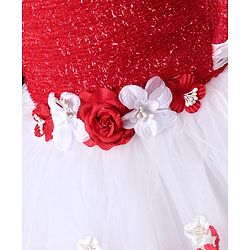 Babyhug Sleeveless Frock With Embroidered Flare - Red