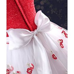 Babyhug Sleeveless Frock With Embroidered Flare - Red