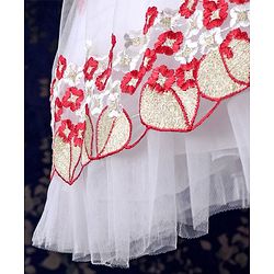 Babyhug Sleeveless Frock With Embroidered Flare - Red