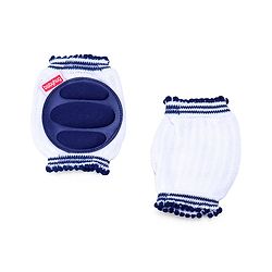 Babyhug Baby Knee & Elbow Pads White Navy Blue (Design May Vary) - 11 x 9 cm