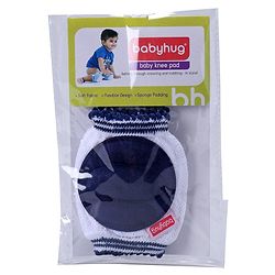 Babyhug Baby Knee & Elbow Pads White Navy Blue (Design May Vary) - 11 x 9 cm