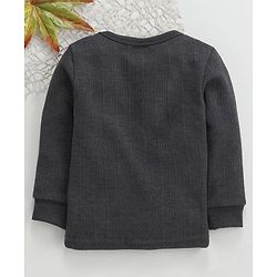 Babyhug Full Sleeves Thermal Vest With Shoulder Button - Dark Grey
