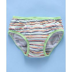 Babyhug Cotton Panties Stripped & Whale Print Pack Of 2 - Green