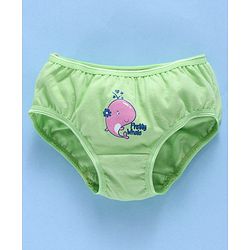 Babyhug Cotton Panties Stripped & Whale Print Pack Of 2 - Green