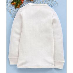 Babyhug Full Sleeves Front Open Thermal Vest - Off White