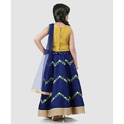 Babyhug Sleeveless Choli And Lehenga Bead Detailing - Yellow Royal Blue