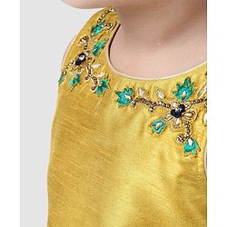 Babyhug Sleeveless Choli And Lehenga Bead Detailing - Yellow Royal Blue