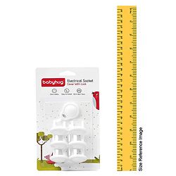 Babyhug 2 Pin Plug Protector Set Of 6 With Locking Key - White