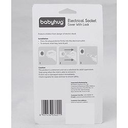 Babyhug 2 Pin Plug Protector Set Of 6 With Locking Key - White