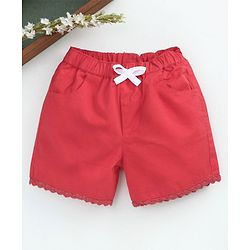 Babyhug Mid Thigh Length Shorts With Drawstrings - Coral