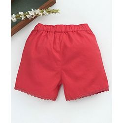 Babyhug Mid Thigh Length Shorts With Drawstrings - Coral