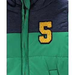 Babyhug Full Sleeves Hooded Padded Jacket - Green Navy Blue - 9-12 M Green