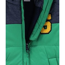 Babyhug Full Sleeves Hooded Padded Jacket - Green Navy Blue - 9-12 M Green