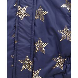 Babyhug Full Sleeves Hooded Jacket Star Print - Navy Blue