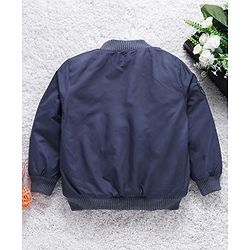 Babyhug Full Sleeves Jacket Mountain Range Patch - Navy Blue