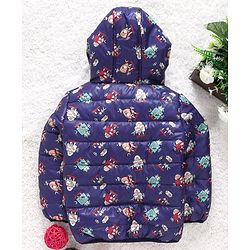 Babyhug Full Sleeves Hooded Padded Jacket Robot Print - Blue