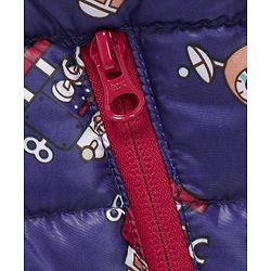 Babyhug Full Sleeves Hooded Padded Jacket Robot Print - Blue