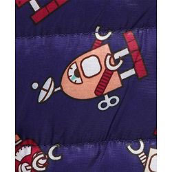 Babyhug Full Sleeves Hooded Padded Jacket Robot Print - Blue