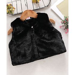 Babyhug Sleeveless Winter Wear Shrug - Black