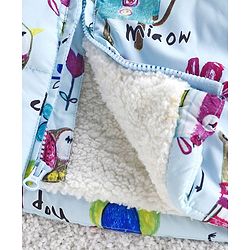 Babyhug Full Sleeves Hooded Padded Jacket Animal Print - Sky Blue