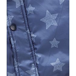Babyhug Full Sleeves Padded Winter Jacket With Detachable Hood Stars Print - Blue