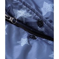 Babyhug Full Sleeves Padded Winter Jacket With Detachable Hood Stars Print - Blue