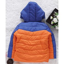 Babyhug Full Sleeves Hooded Padded Jacket Numeric 10 Patch - Orange Blue