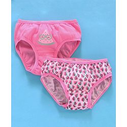Babyhug Cotton Panties Watermelon Print Pack Of 2 - Pink