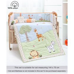 Babyhug Premium Cotton Embroidered Crib Bedding Set Seahorse Theme Large Pack of 6 - Pink