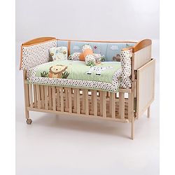 Babyhug Premium Cotton Embroidered Crib Bedding Set Seahorse Theme Large Pack of 6 - Pink