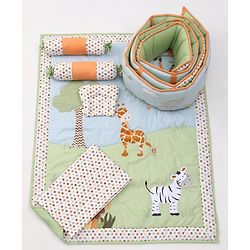 Babyhug Premium Cotton Embroidered Crib Bedding Set Seahorse Theme Large Pack of 6 - Pink