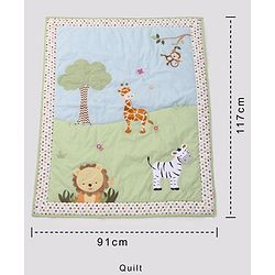 Babyhug Premium Cotton Crib Bedding Set Jungle Theme Small Pack of 6 - Multicolor (Cot not Included)
