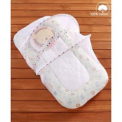 Babyhug Premium Cotton Gadda Set With Mosquito Net Jungle Theme - Multicolor