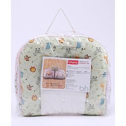 Babyhug Premium Cotton Gadda Set With Mosquito Net Jungle Theme - Multicolor