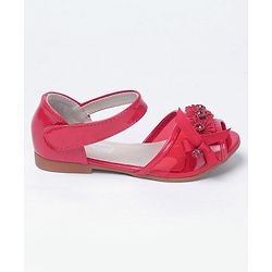 Cute Walk by Babyhug Party Wear Peeptoes Studded Floral Motifs - Red - EU 26 Red
