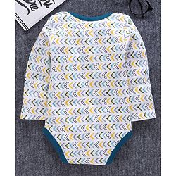 Babyhug Full Sleeves Onesie Abstract Print - Blue