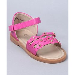 Cute Walk by Babyhug Floral Embellished Party Wear Peep Toes - Dark Pink