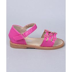 Cute Walk by Babyhug Floral Embellished Party Wear Peep Toes - Dark Pink