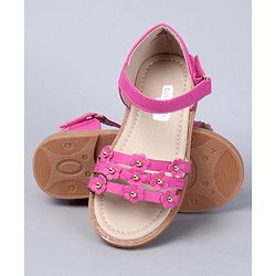 Cute Walk by Babyhug Floral Embellished Party Wear Peep Toes - Dark Pink