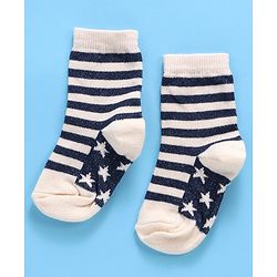 Cute Walk By Babyhug Non Terry Antibacterial Ankle Length Socks Multi Print Set of 3 - Navy White
