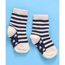 Cute Walk By Babyhug Non Terry Antibacterial Ankle Length Socks Multi Print Set of 3 - Navy White