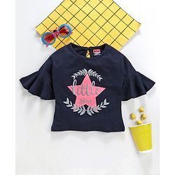 Babyhug Three-Fourth Sleeves Top Star Print - Navy Blue