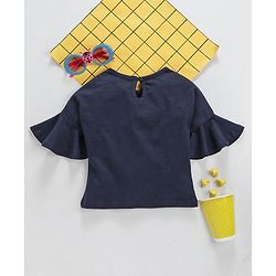 Babyhug Three-Fourth Sleeves Top Star Print - Navy Blue