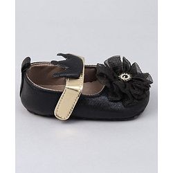 Cute Walk by Babyhug Party Wear Floral Embellished Booties - Black