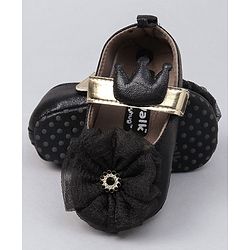 Cute Walk by Babyhug Party Wear Floral Embellished Booties - Black