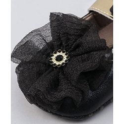 Cute Walk by Babyhug Party Wear Floral Embellished Booties - Black