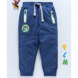 Babyhug Full Length Lounge Pant With Drawstring 2010 Patch - Navy Blue