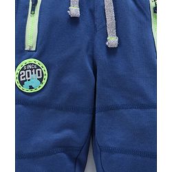 Babyhug Full Length Lounge Pant With Drawstring 2010 Patch - Navy Blue