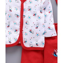 Babyhug Clothing Gift Set Bunny Print Red- 5 Pieces